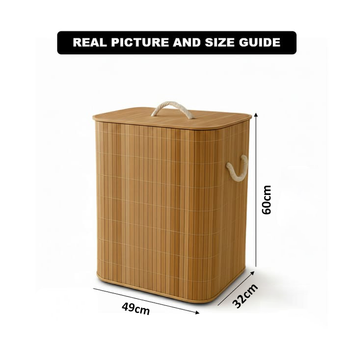 Rectangular Bamboo Laundry Basket