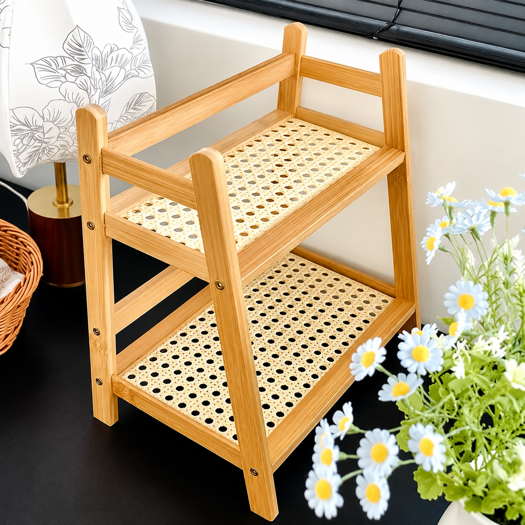 2-Tier Countertop Bamboo Shelf
