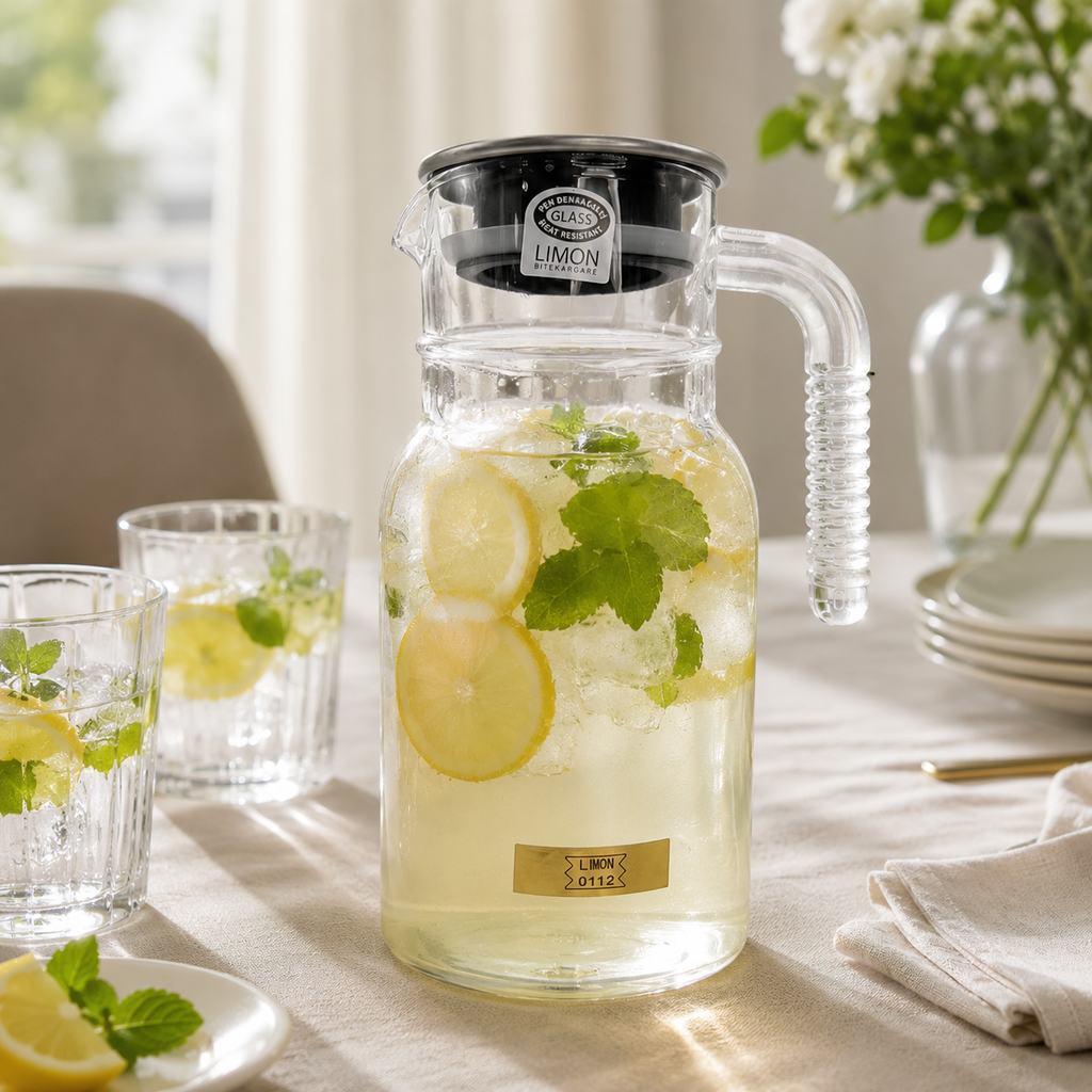 Clear 1 Liter Glass Pitcher (2349) by Limon