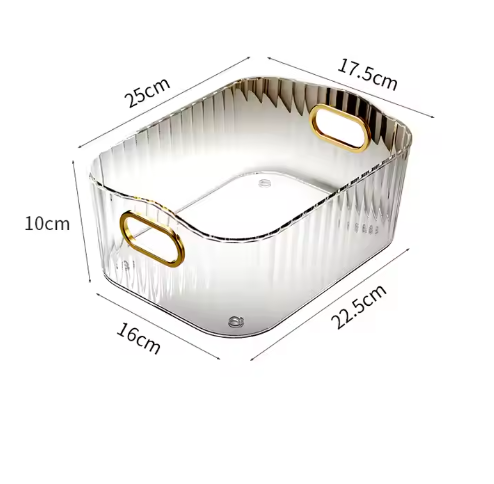Ribbed Textured  Storage Box with Golden Handles