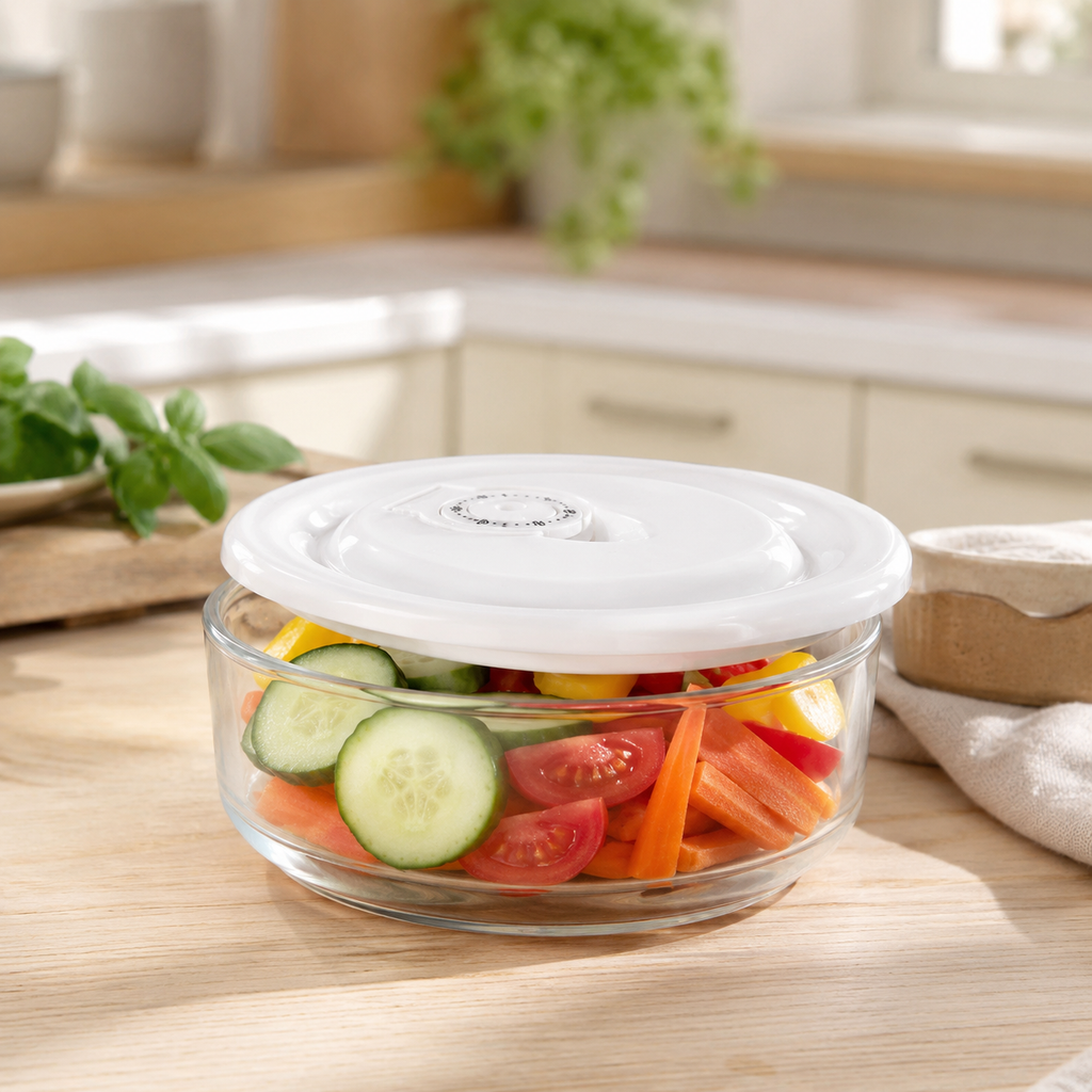 3-Pcs Vacuum Glass Bowl Set with Dated Lid (1230) by Limon