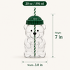 Cute Bear Shaped Glass Tumbler with Lid & Straw