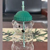 Cute Bear Shaped Glass Tumbler with Lid & Straw