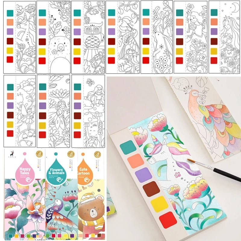 Brush & Splash: Watercolor Doodle Coloring Books