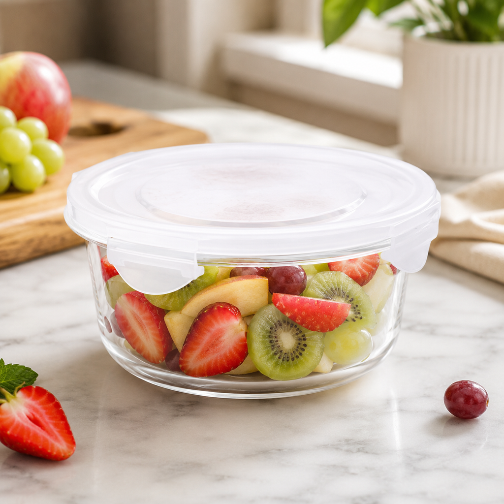 Round Glass Container with Airtight Lid by Limon