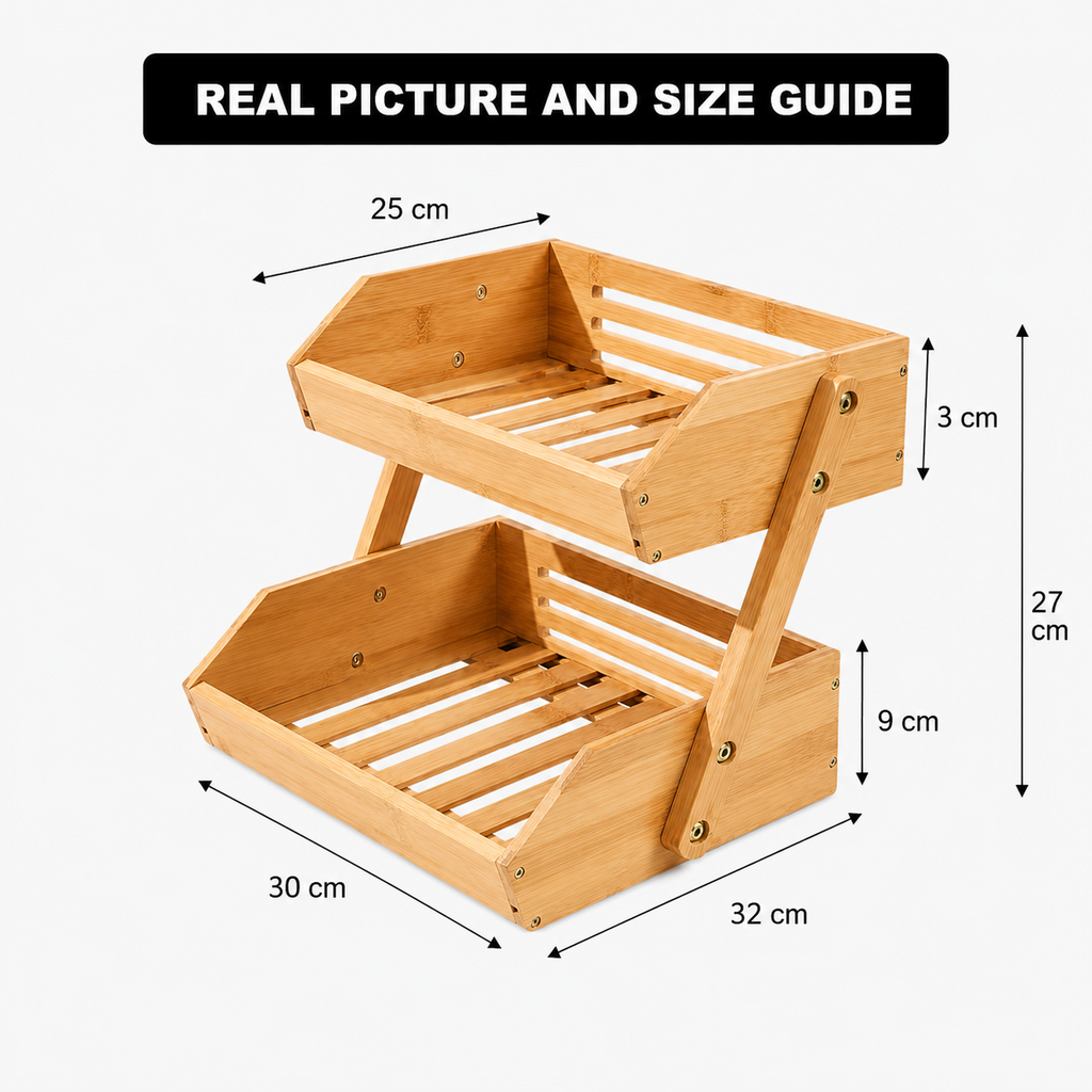 LuxeHarvest Multi-Purpose 2-Tier Bamboo Organizer