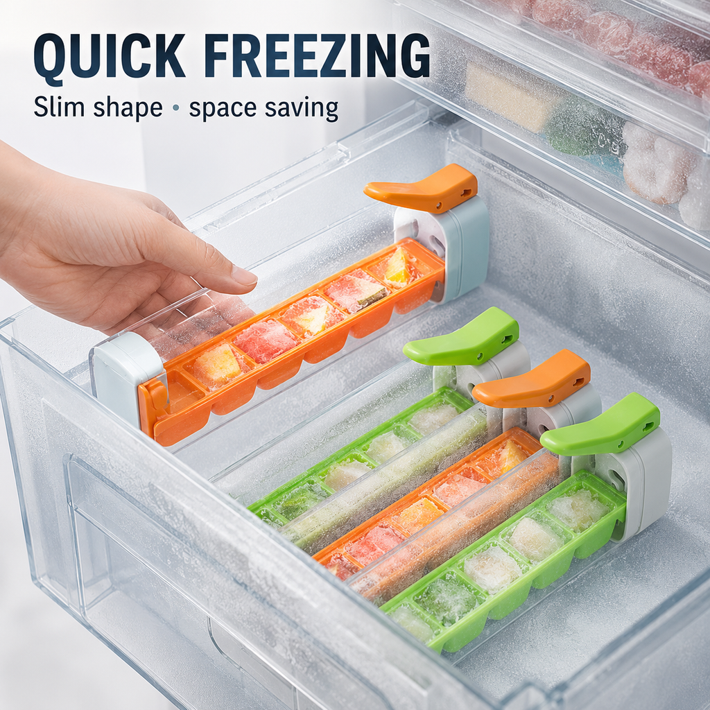 One-Press Ice Cube Tray with Easy Release