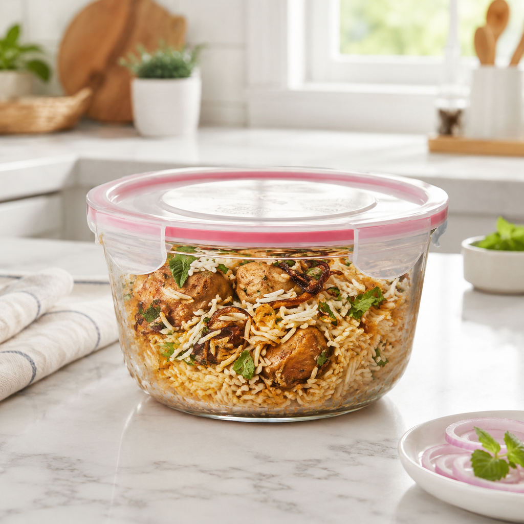 Round Glass Container with Airtight Lid by Limon