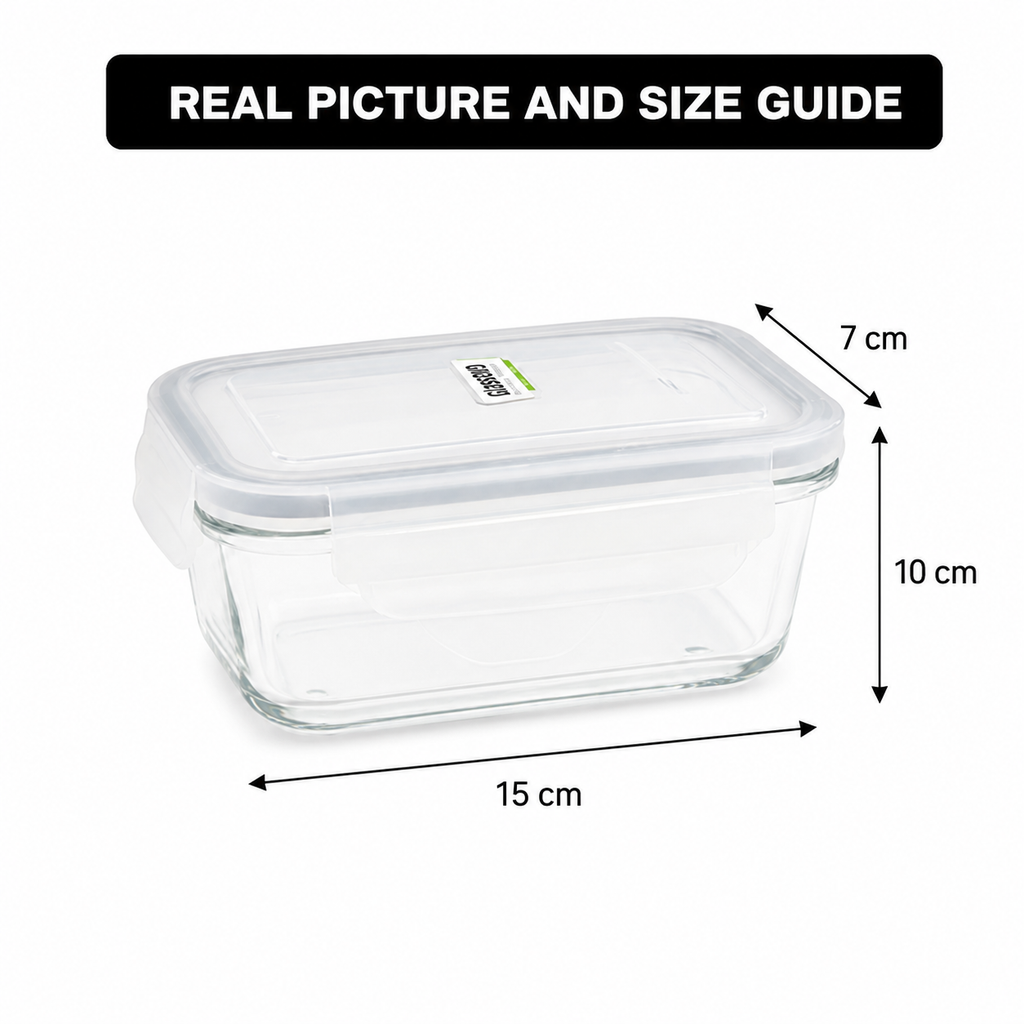 400ml Premium Rectangle Glass Container (1804) by Limon