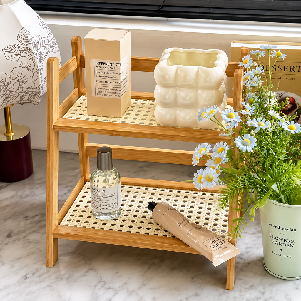 2-Tier Countertop Bamboo Shelf