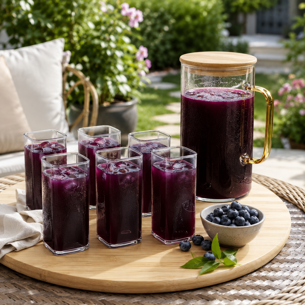 BambooLid Glass Jug & Tumbler Set