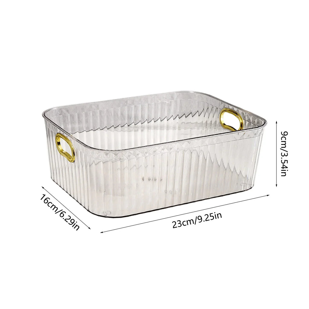 Ribbed Textured  Storage Box with Golden Handles