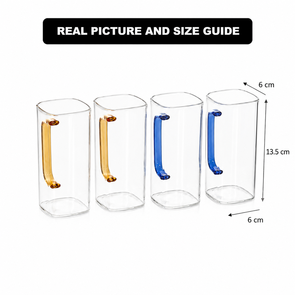 ColorGrip Square Glass Mug Set