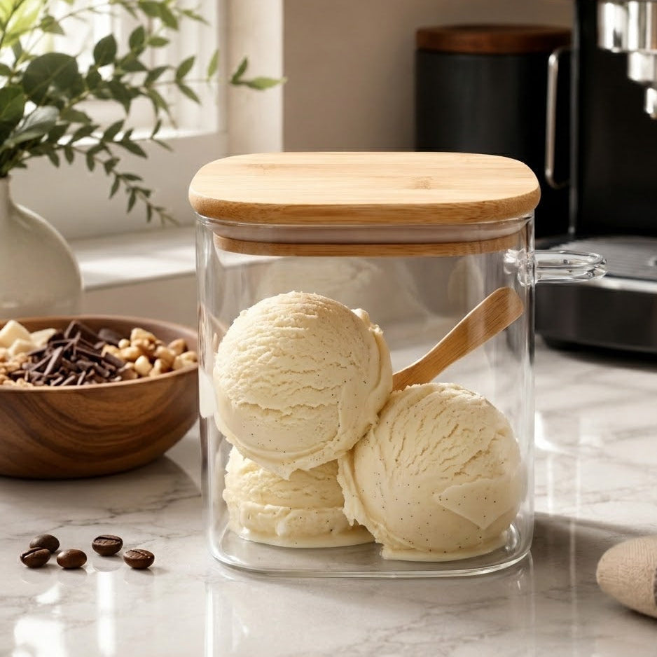 BambooFresh Glass Storage Jar with Spoon