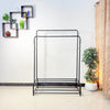 Dual Pole Metal Clothes Stand by Matrix (C) – With Side Hooks & Dual Shoe Tiers