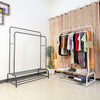 Dual Pole Metal Clothes Stand by Matrix (C) – With Side Hooks & Dual Shoe Tiers