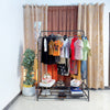 Dual Pole Metal Clothes Stand by Matrix (C) – With Side Hooks & Dual Shoe Tiers