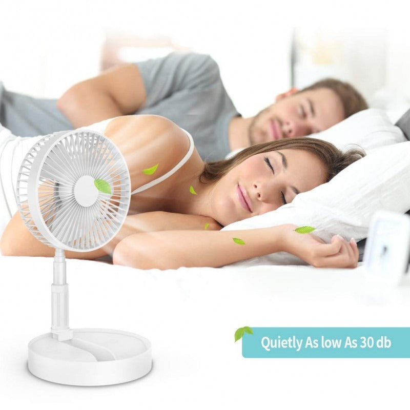 Folding Portable Telescopic Floor/Desk USB Fan with Rechargeable Battery 3 Speeds Adjustable Height