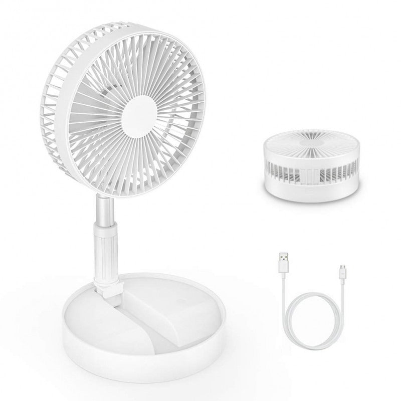 Folding Portable Telescopic Floor/Desk USB Fan with Rechargeable Battery 3 Speeds Adjustable Height