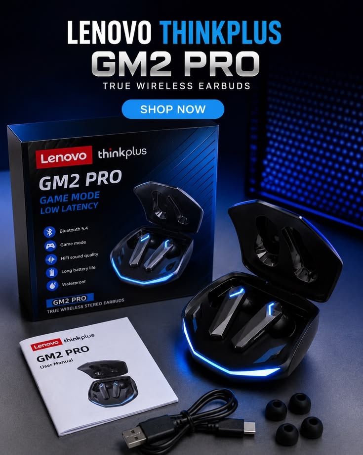 Lenovo Original GM 2 Pro 5.3 Earphone Bluetooth Wireless Earbuds Low Latency Headphones HD Call Dual Mode Gaming Headset With Mic.