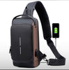 Fashion Men Sling Bag Pack with Lock Waterproof Anti-Theft Chest Bag with USB Charging Port