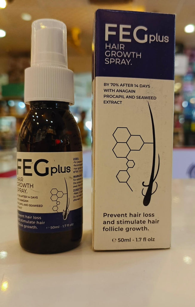 FEG PLUS Hair & Beard Regrowth Spray 50ml – Anti Hair Loss Formula