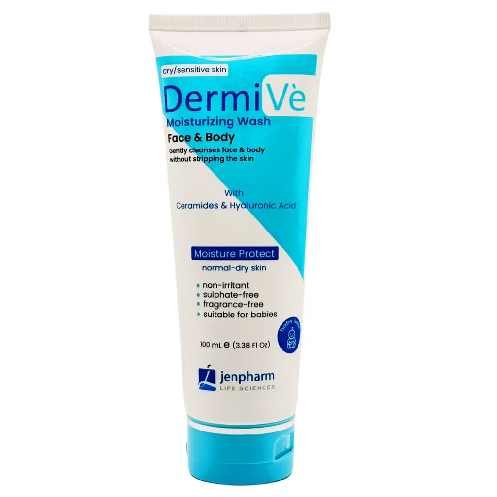 Dermive Moisturizing Wash Face & Body - Gentle Cleanser for Dry & Sensitive Skin