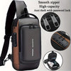 Fashion Men Sling Bag Pack with Lock Waterproof Anti-Theft Chest Bag with USB Charging Port