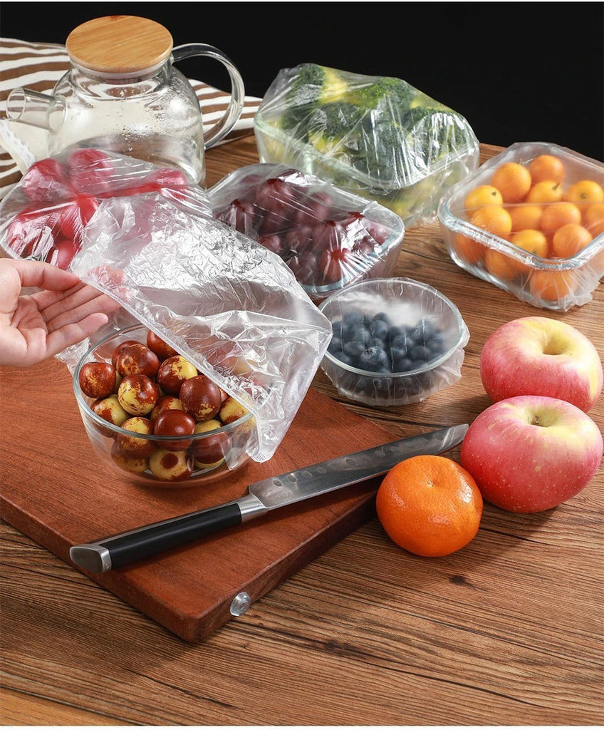 100pcs Stretchable Plastic Food Covers
