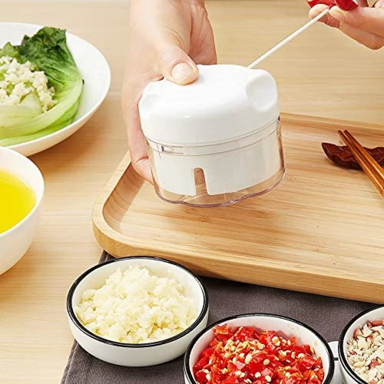 Hand  chopper Manual with 3 Curved Stainless Steel Blades, Handheld Vegetable