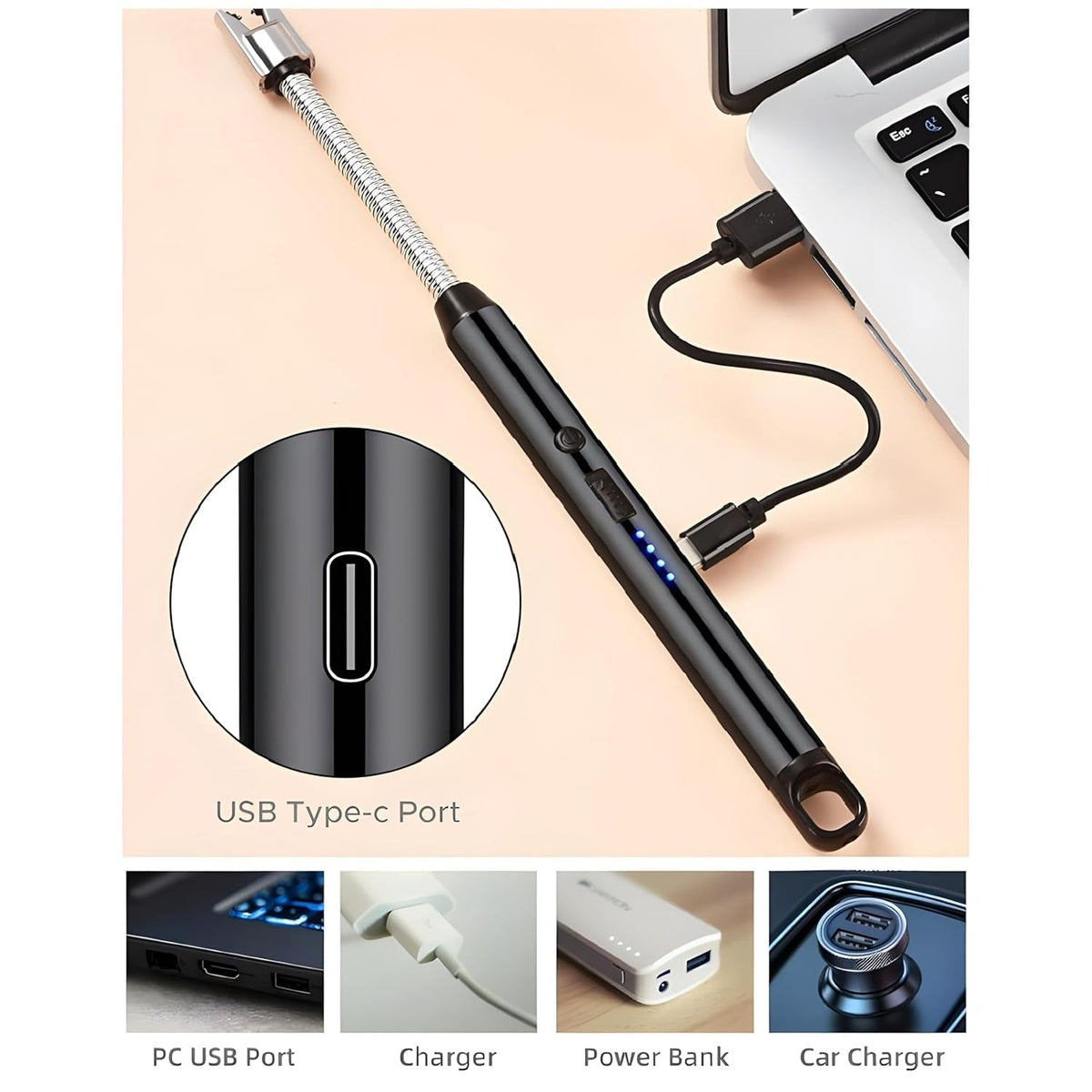 Electric Arc USB Rechargeable Flameless Arc Lighter 360 degree free rotation