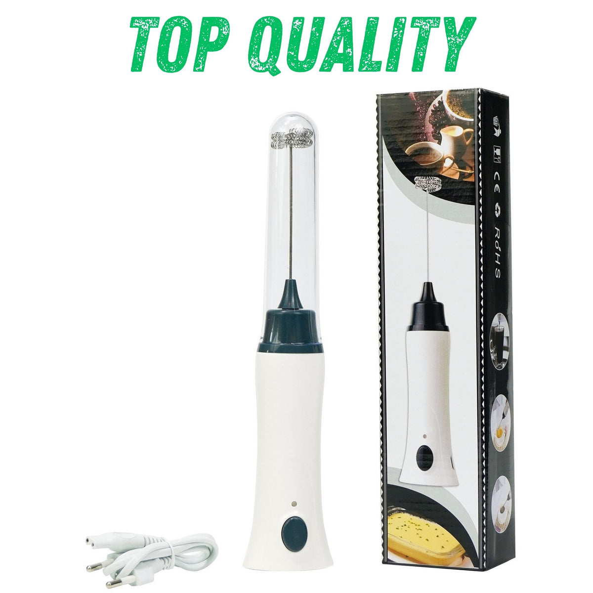 2 in 1 Rechargeable Electric Coffee Beater & Egg Whisk 3-Speed