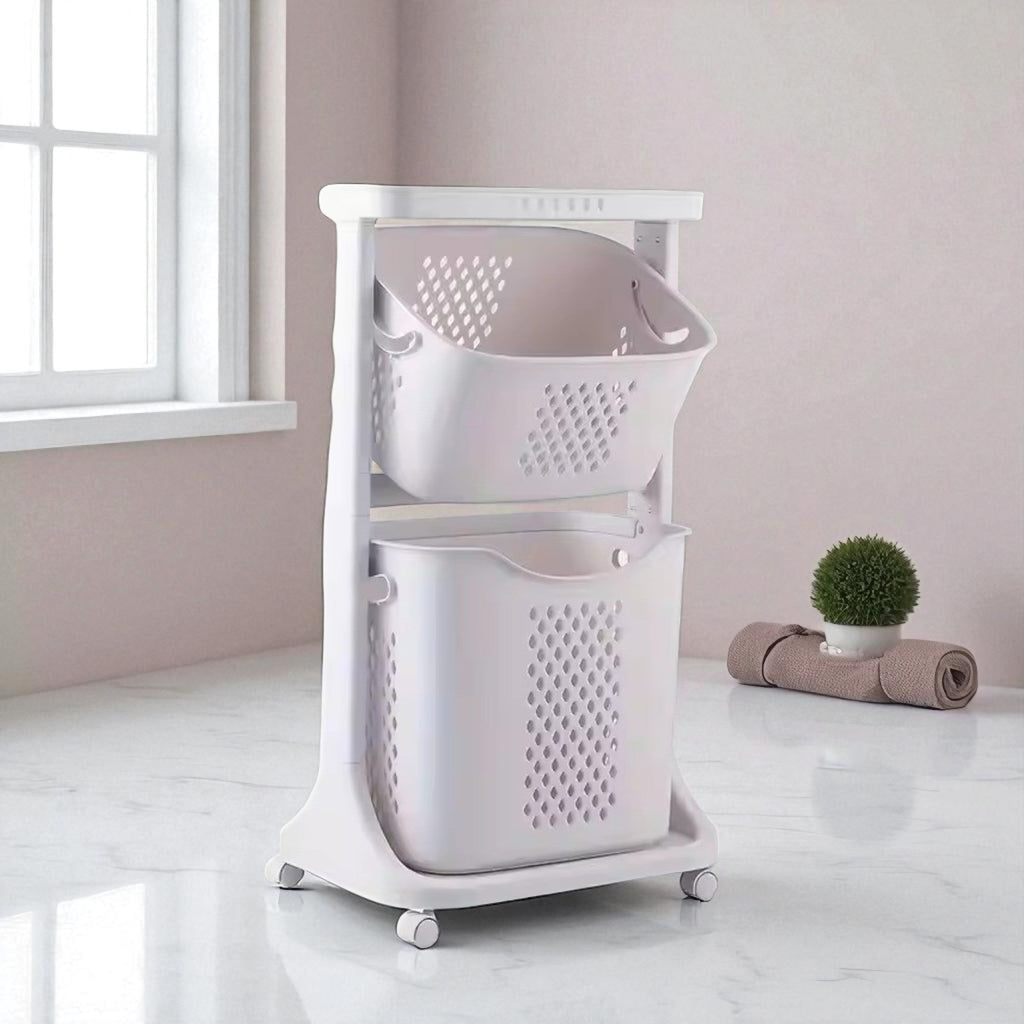 2-Tier Moveable Laundary Basket with Top Storage (2141) by Limon
