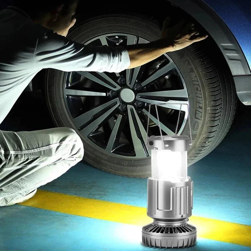 LED Solar Power Fan With Camping Light