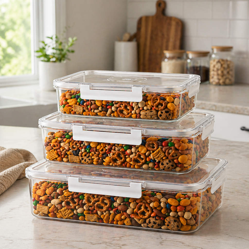 3-Pcs Rectangular Airtight Storage Boxes Set
