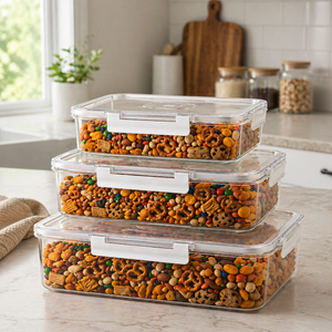 3-Pcs Rectangular Airtight Storage Boxes Set