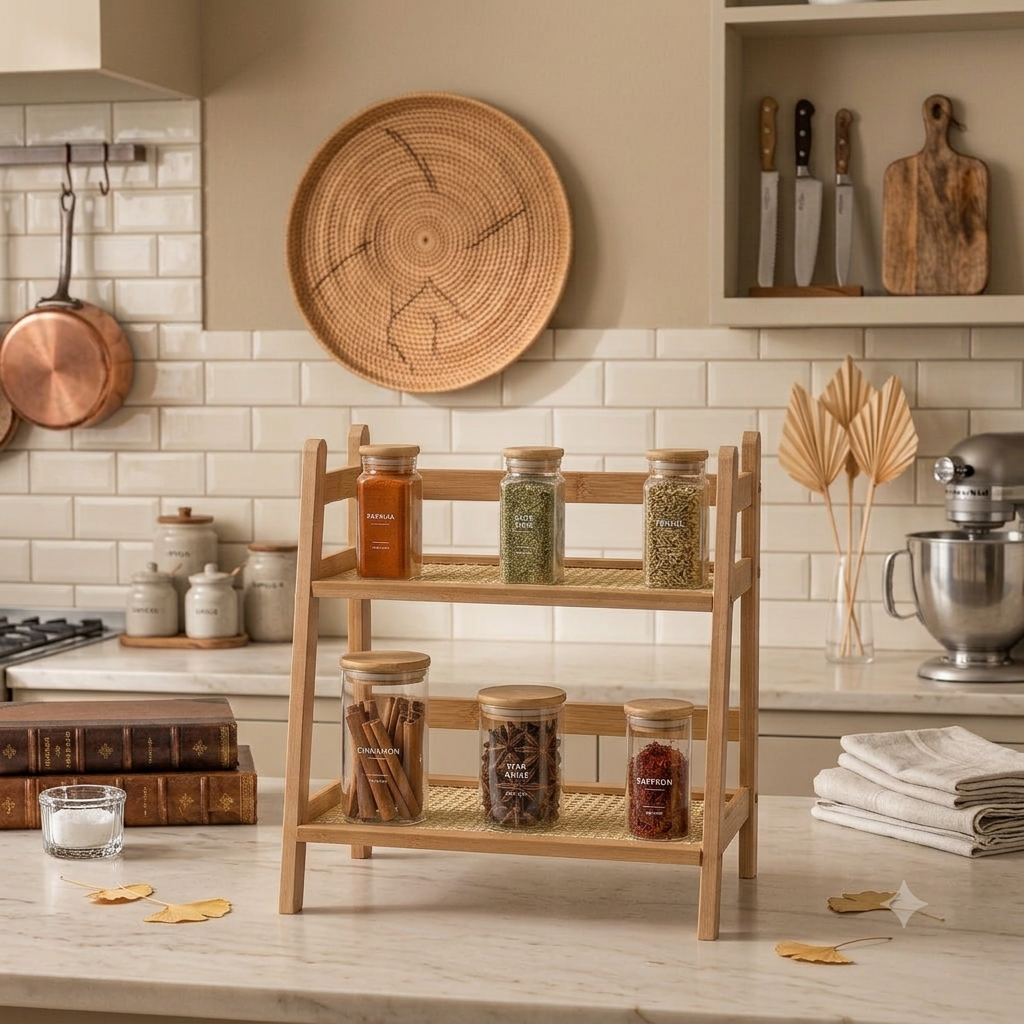 2-Tier Countertop Bamboo Shelf