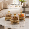 Exquisite 3-Piece Golden Base Glass Jars with Lid 1168