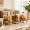 Exquisite 3-Piece Golden Base Glass Jars with Lid 1168