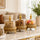 Exquisite 3-Piece Golden Base Glass Jars with Lid 1168