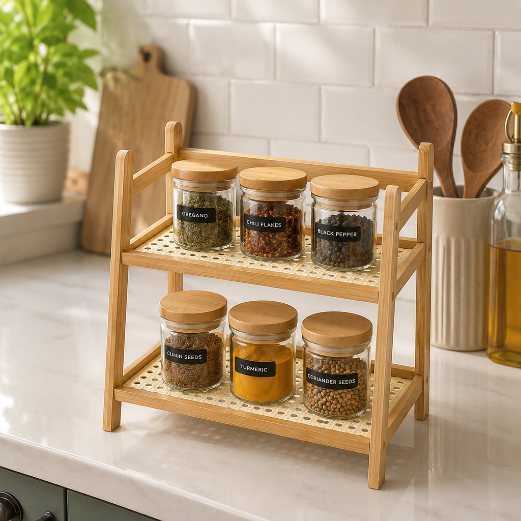 2-Tier Countertop Bamboo Shelf