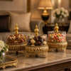 Exquisite 3-Piece Golden Base Glass Jars with Lid 1168