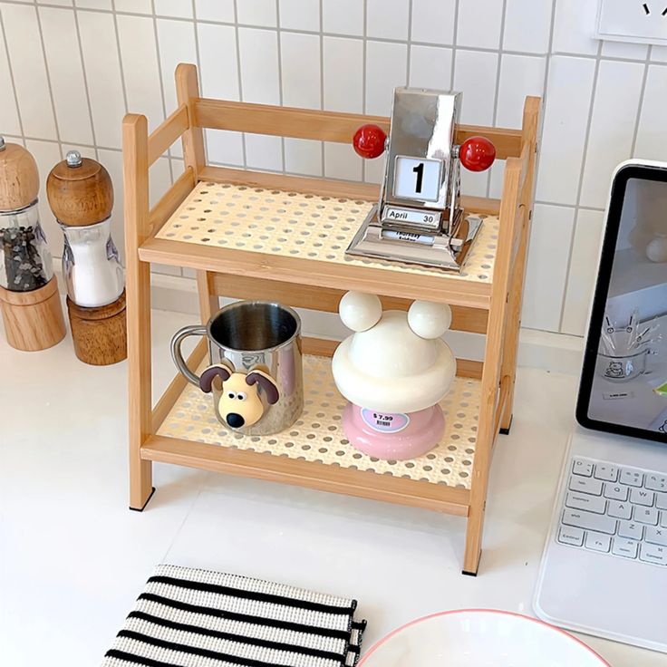 2-Tier Countertop Bamboo Shelf