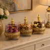 Exquisite 3-Piece Golden Base Glass Jars with Lid 1168