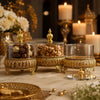 Exquisite 3-Piece Golden Base Glass Jars with Lid 1168