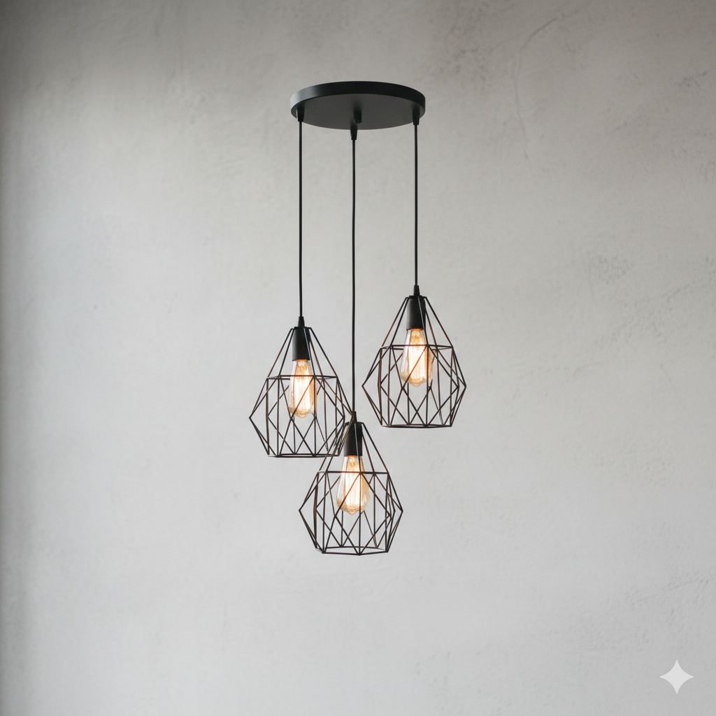 Triple Cage Pendant Lamp