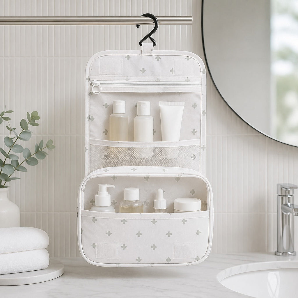 Foldable Hanging Travel Toiletry Organizer with Hook