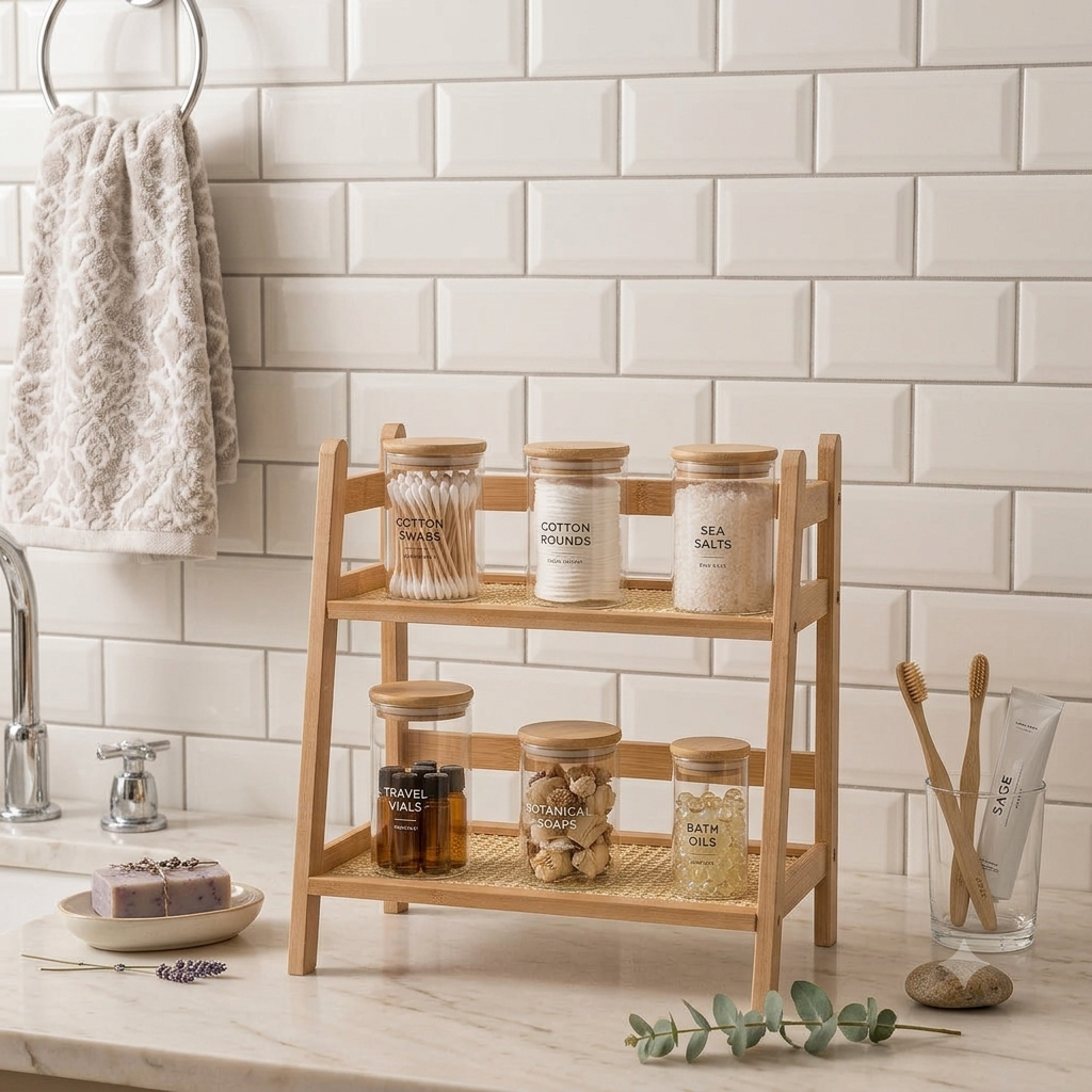 2-Tier Countertop Bamboo Shelf