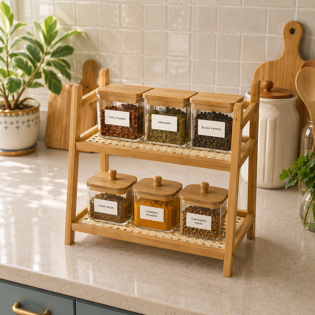 2-Tier Countertop Bamboo Shelf