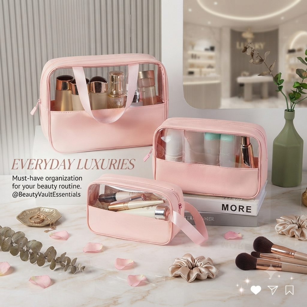 Carry & See-It All Transparent Pouches - Travel, Beauty & Beyond